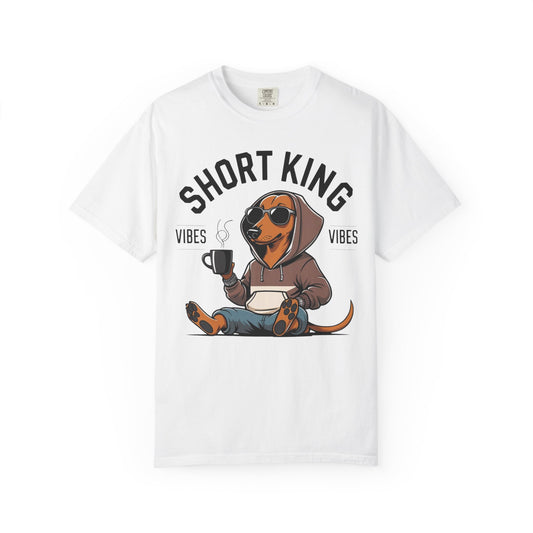 Short King Dachshund T-Shirt — 'Short King Vibes' Cozy Dog Tee