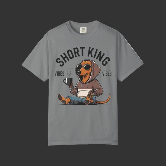Short King Dachshund T-Shirt — 'Short King Vibes' Cozy Dog Tee