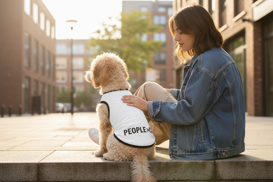 Lifestyle photo - dog from back showing PEOPLE>CAT design