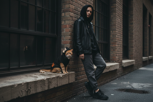 Mockup gato naranja con hoodie HAZEPAW